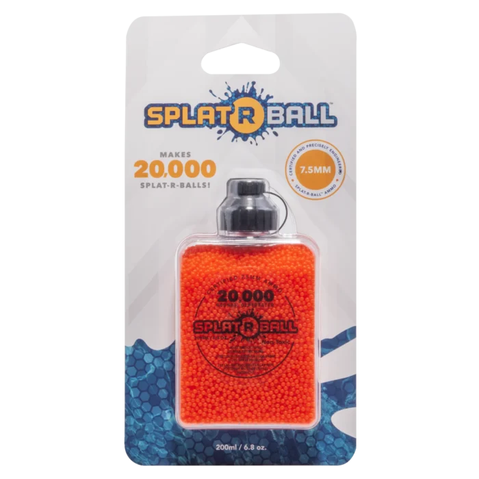 Front View of Packaging for SplatrBall 20000 7.5MM Dehydrated Rounds Orange in bottle Thumbnail