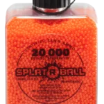Front View of SplatrBall 20000 7.5MM Dehydrated Rounds Orange in bottle