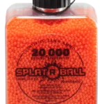 Front View of SplatrBall 20000 7.5MM Dehydrated Rounds Orange in bottle
