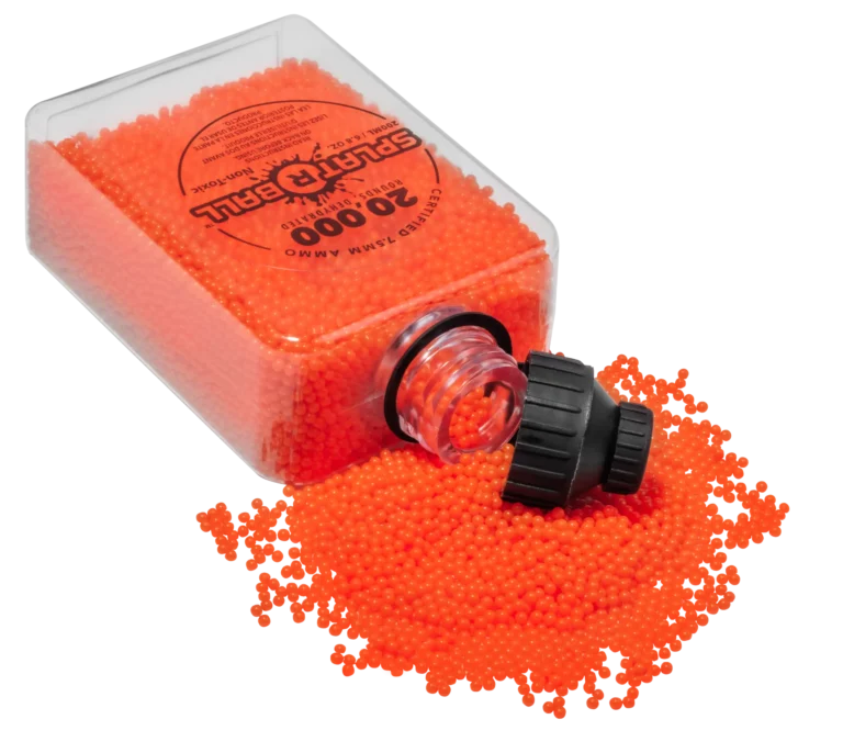 Spilled Bottle of SplatrBall 20000 7.5MM Dehydrated Rounds Orange